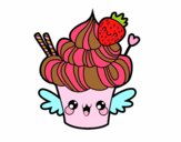 Cupcake kawaii con fresa