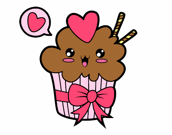 Cupcake kawaii con lazo