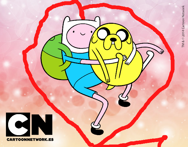 Finn y Jake abrazados