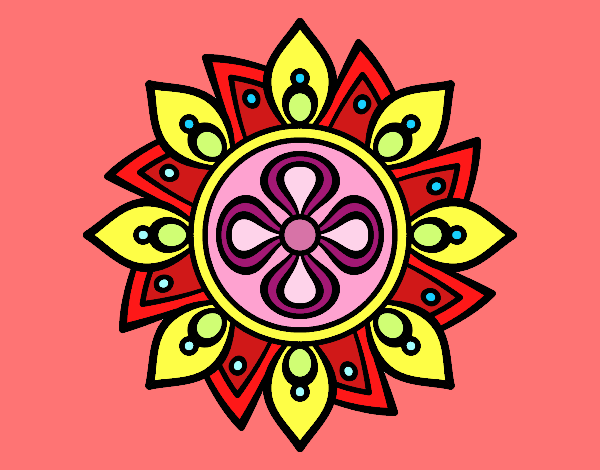 Dibujo Mandala flor sencilla pintado por clauhv