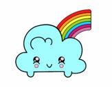 Dibujo Nube con arco iris kawaii pintado por beadani