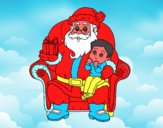 Papá Noel y niño en Navidad