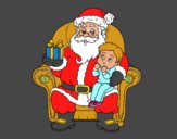 Papá Noel y niño en Navidad
