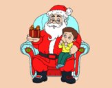 Papá Noel y niño en Navidad