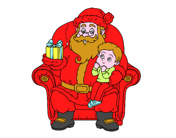 Papá Noel y niño en Navidad