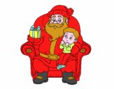 Papá Noel y niño en Navidad