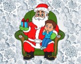 Papá Noel y niño en Navidad