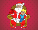 Papá Noel y niño en Navidad