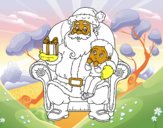 Papá Noel y niño en Navidad