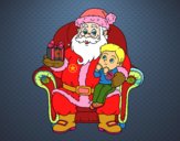 Papá Noel y niño en Navidad