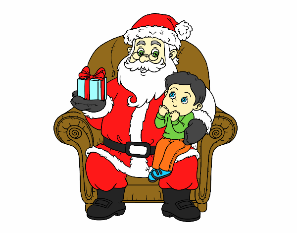 Papá Noel y niño en Navidad