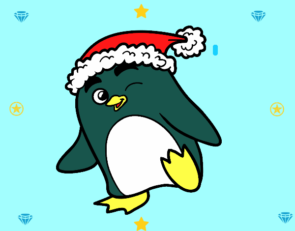 Pingüino con gorro de Navidad