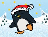 Dibujo Pingüino con gorro de Navidad pintado por DLSvicky