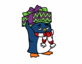 Pingüino con regalo de Navidad