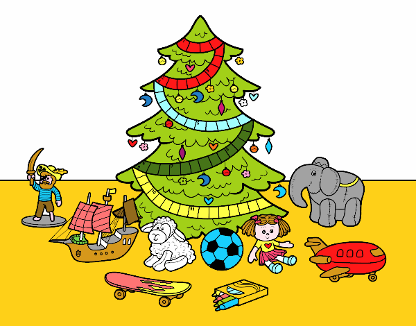 Árbol de Navidad y juguetes