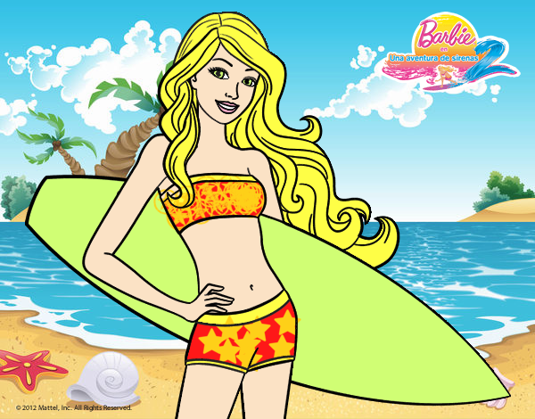 Barbie con tabla de surf