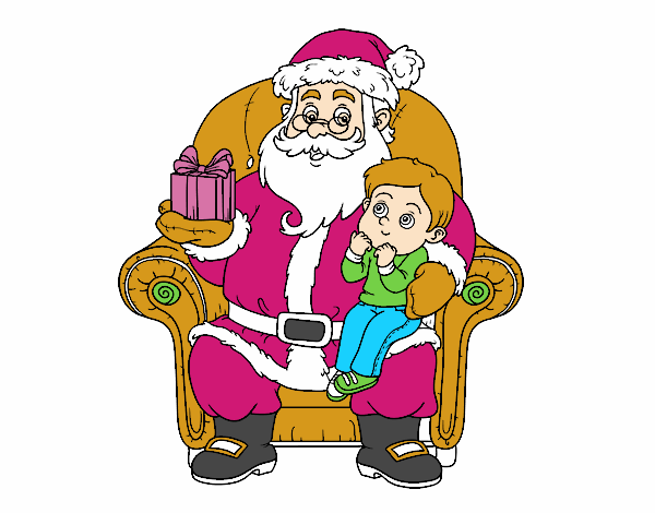 Papá Noel y niño en Navidad