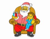 Papá Noel y niño en Navidad