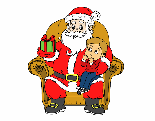 Papá Noel y niño en Navidad