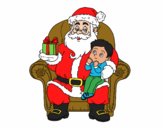 Papá Noel y niño en Navidad