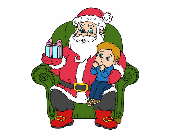 Papá Noel y niño en Navidad