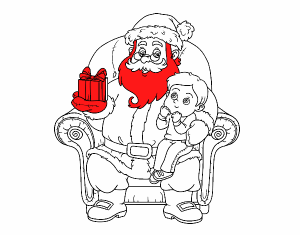 Papá Noel y niño en Navidad