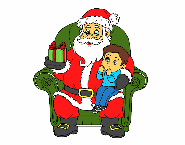 Papá Noel y niño en Navidad