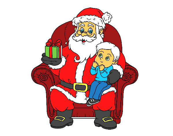 Papá Noel y niño en Navidad