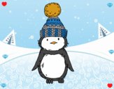 Pingüino con gorro de invierno