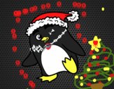 Pingüino con gorro de Navidad