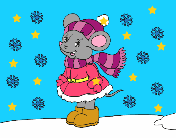 Ratita abrigada en Navidad