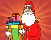 Dibujo Santa Claus con regalos pintado por colorista