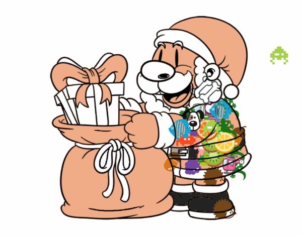 Santa Claus ofreciendo regalos