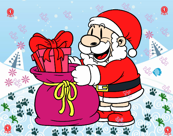 How to draw Santa Claus with gifts