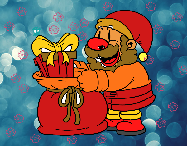 Santa Claus ofreciendo regalos