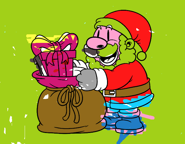 Santa Claus ofreciendo regalos