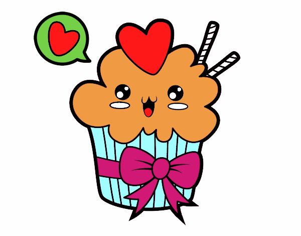 Cupcake kawaii con lazo