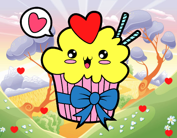 cupcake kawaii de limon 