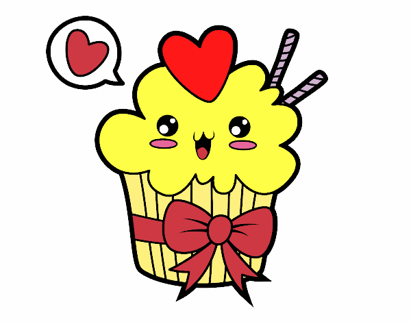 Cupcake kawaii con lazo