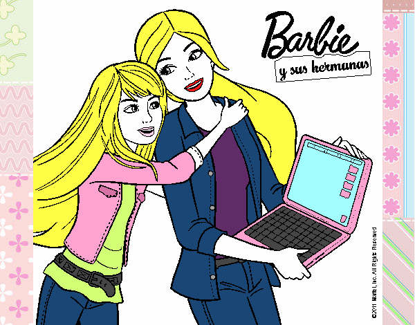 Barbie y su hermana nuevo portatil de Barbie