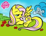 Dibujo Fluttershy con un conejito pintado por SERGIO1120