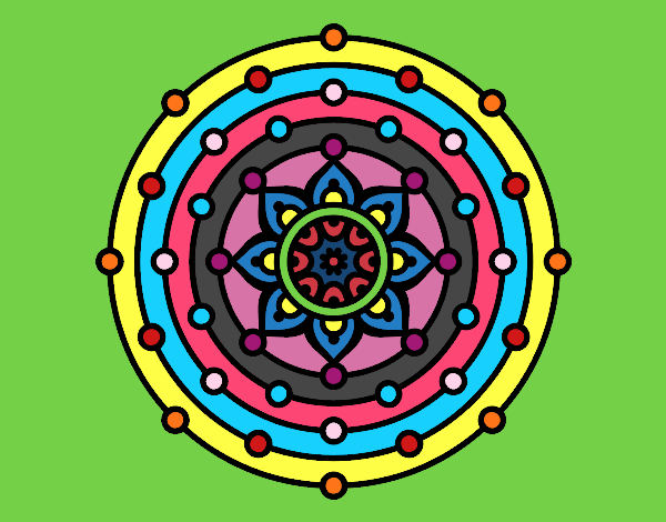 Dibujo Mandala sistema solar pintado por nido