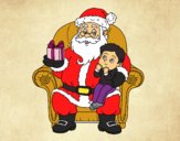 Papá Noel y niño en Navidad