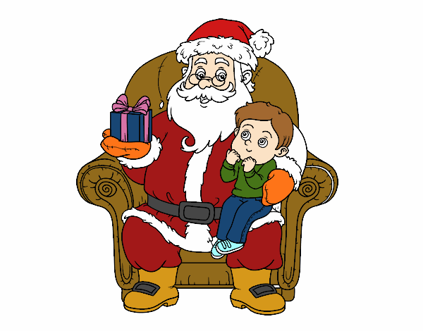 Papá Noel y niño en Navidad