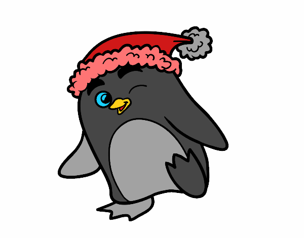 Pingüino con gorro de Navidad