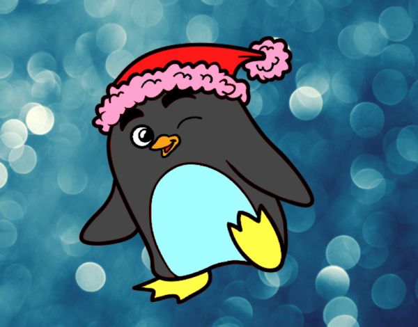 Pingüino con gorro de Navidad