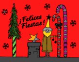 Dibujo Postal Felices Fiestas pintado por macri