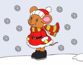 Ratita abrigada en Navidad