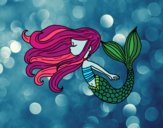 Dibujo Sirena flotando pintado por polillaty