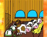 Dibujo Vacas en el establo pintado por meibol
